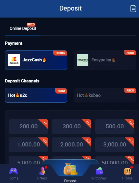6NNN Game Deposit method screenshot